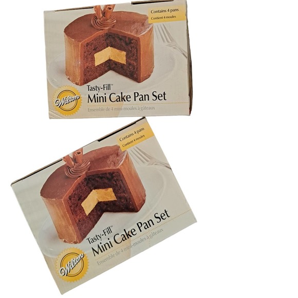 NIB- TWO SETS Wilton Tasty-Fill Mini Cake Pans Set, 4-Piece x 2 - Picture 1 of 6